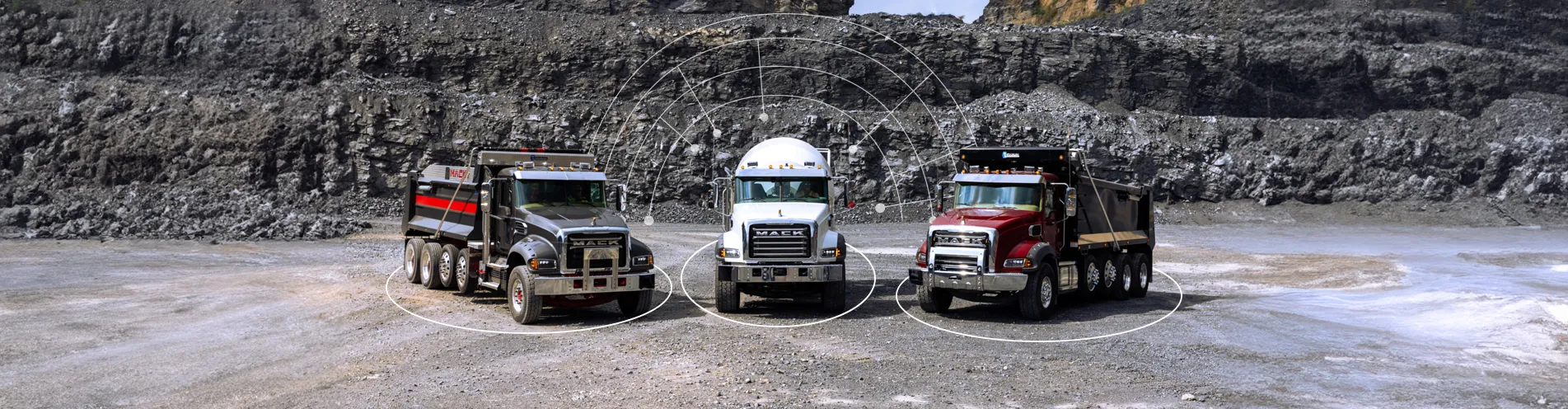 Camiones Mack Granite diseñados para construcción y minería.